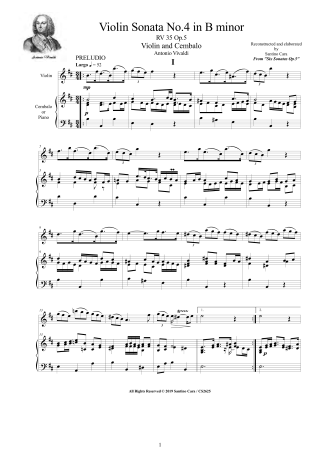 Vivaldi Sonata No4 score pdf violin and piano