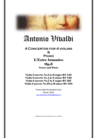 Vivaldi Concertos Op3 for 4 Violins and Piano